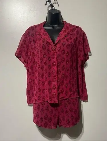 PINK - Victoria's Secret Victorias Secret Pink Paisley Sheer Pajama Set Top Shorts Sz Large Y2K