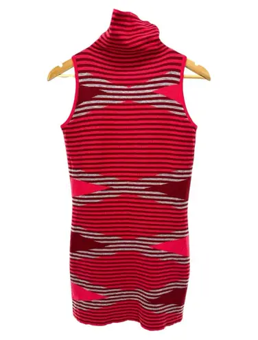 Title Nine Title Nine Mission Merino Wool Striped Red Pink Sleeveless Mock Neck Dress S