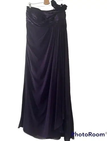 Bill Levkoff Purple One Shoulder Maxi Dress