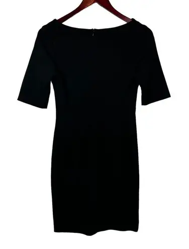 MM.LaFleur size 0 classic black sheath dress split neck career office work wear