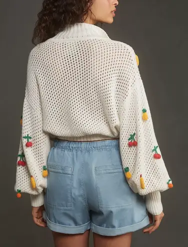 Farm Rio Crochet 3D Fruit Embellishments Sweater, Size M