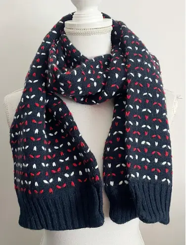 None Navy Red White Knit Winter Scarf