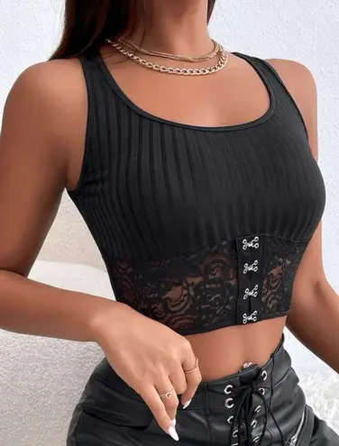 SheIn Lace Hook Crop Top