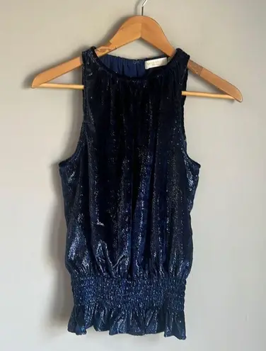 Ramy Brook  Blue Shimmer Velvet Blouse