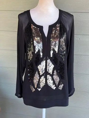Kay Celine Sequined Long Sleeve Blouse