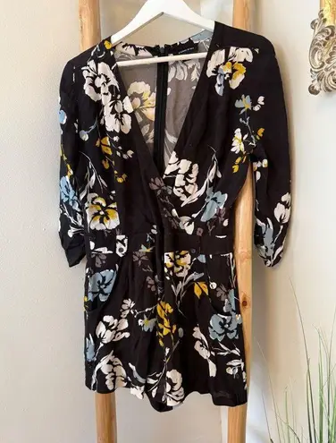 Yumi Kim Liz Floral Romper in Love Triangle Black Small