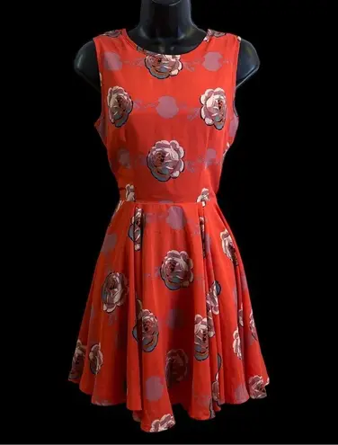 Maison Jules Hibiscus Bloom Combo Pink Sleeveless Floral Fit & Flare Mini Dress