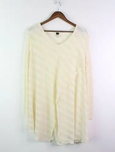 Free People  We The Free V-Neck Tulip Front Boho Sweater Ivory XS