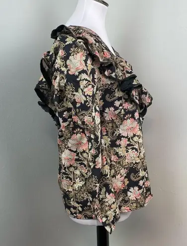 ST. ROCHE Hatfield Top in Floral Belladonna Print Organic Cotton Size 2 $285 Black