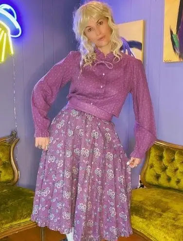 Vintage RARE 1970s 3 Piece Floral Skirt Set