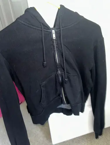 John Galt Cropped Black Zip Up