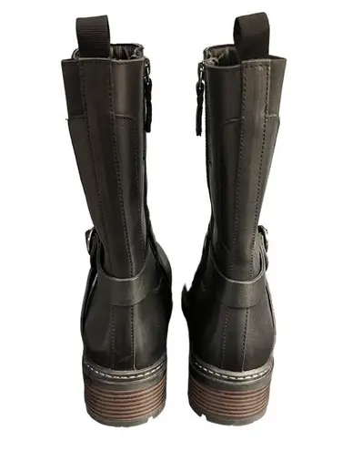 Softwalk Neenah Black Leather Zipper Motorcycle Boot Lug Sole Size 10N NWOT