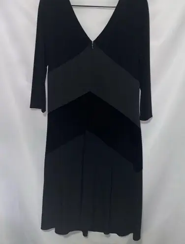 LAUREN RALPH LAUREN WO SIZE 14 Elegant Black Dress. LINED BACK ZIP VELVET INSETS