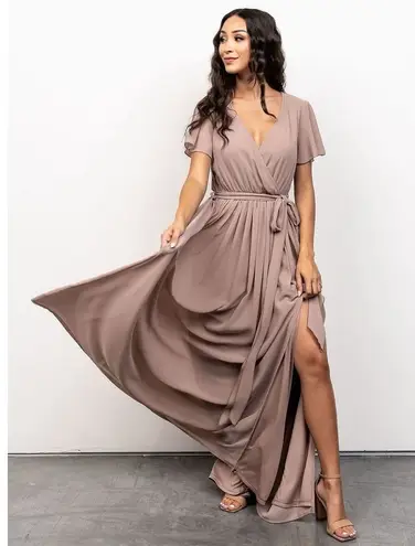 Baltic Born Kristina Maxi Wrap Dress Taupe Long Womens Size S