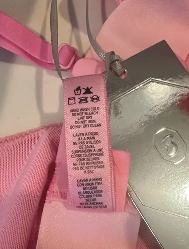 SKIMS x Swarovski Cotton Rib Plunge Crystal Bralette Bubble Gum Pink Large NEW