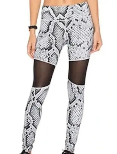 Varley Snakeskin Sycamore Mesh Panel Compression Leggings Ash Python Athletic XS