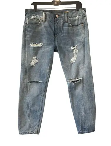 Level 99 Sarah Twisted Seam Tomboy Distressed Jeans In Cristal Blue Size 29