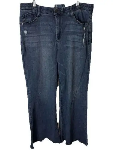 Democracy Women’s 16 Ab Technology Raw Hem Wide Leg Jeans Stretch Flattering