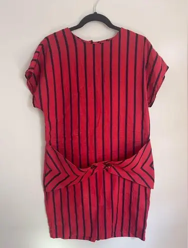 Chetta B Vintage 80s . Peter Novello Sherrie Bloom Red Blue Stripe Linen Dress M