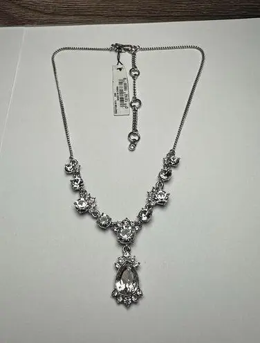 Givenchy Crystal Clear & Silver Tone Necklace Adjustable Length Evening / Bridal