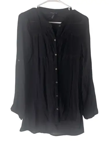 F.A.N.G Y2k Size Medium Black Babydoll Romantic Lace Semi Sheer Blouse Top