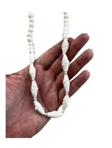 Vintage Bleached Lava Stone and Pearl Choker