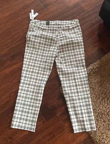 Amanda & Chelsea Amanda Windowpane Slim Ankle Pants IVORY/BLACK, Size 12