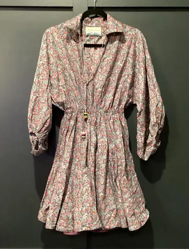 Tish Cox cotton Merry & Me Floral Cinched Waist Fit Flare Mini Dress Red Fall XS