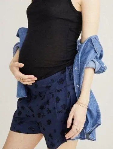 NWT Hatch Renata Maternity Shorts Navy Blue Floral Eyelet Size 3 L/XL