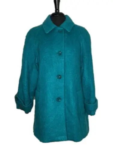 Vintage Appleseed’s 1946 Jewel Tone Wool Button Down Oversized Winter Coat Blue Size 14P