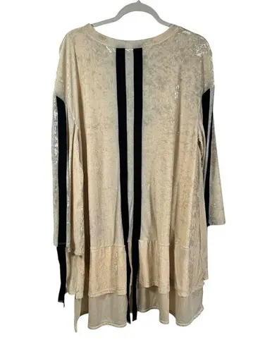 HAH Hot as Hell Cream Crushed Velvet Bell Sleeve Mini Dress FLAW Womens Large