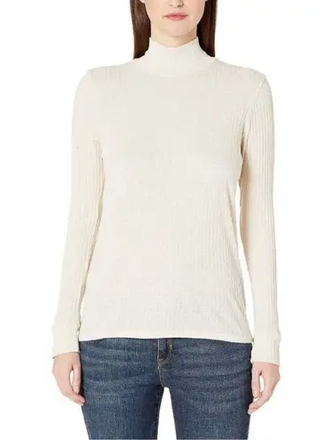 Baldwin Janie Ribbed Sweater in Creampuff Cream Fitted Mockneck Pullover Size XS White