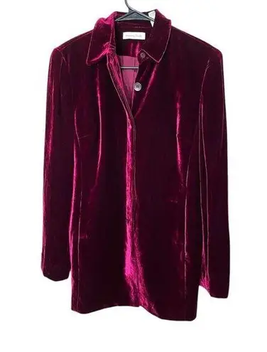 Amanda Smith Silk Blend Burgundy Velvet Button Front Blouse Size 4 NWT