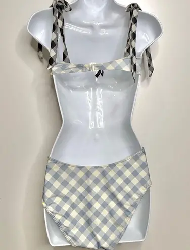 Summersalt Tie Marina Bikini Top and High Rise Bottom in Blue & Black Plaid 6