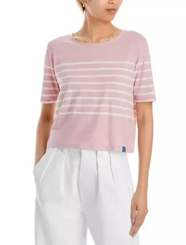 Kule The Baja Crop Tee M White Pink Stripes Short Sleeve Cotton Retro Summer Size M
