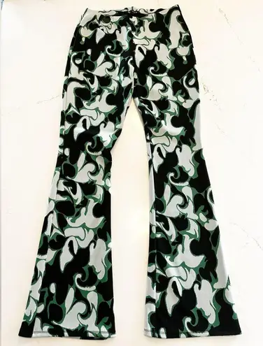 ZARA  | High Waist | Flare | Retro Jacquard Pants | Large