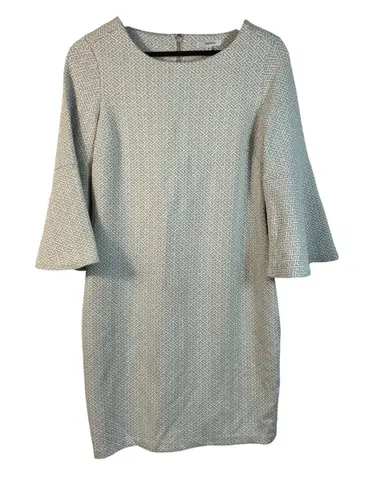 Tyler Böe Textured Geometric Bell Sleeve Dress Women's Medium Gray Beige
