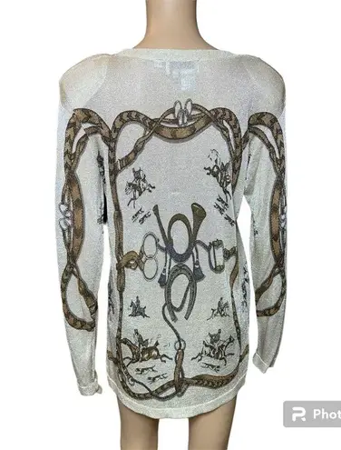 Terani Couture Vintage Terani Sport metallic mesh gold, bronze, brown long sleeve sweater sz M