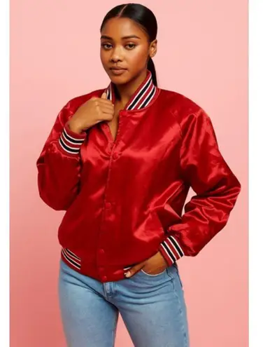 Vintage Red Satin Bomber Jacket 90s JYAA Girls Basketball Champs P Size undefined