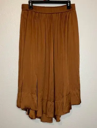 ZARA  Rust Orange Satin Midi Skirt Size Medium