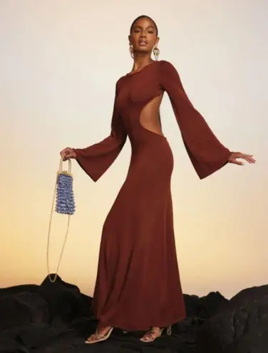 Cult Gaia ππ Carla Knit Dress ~ Full Length Gown Cut-Out Ember Brown Medium NWT