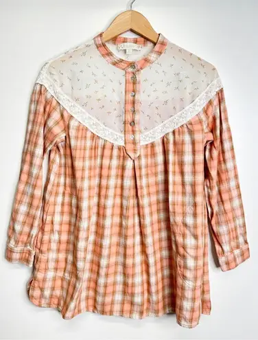 Suzanne Betro Weekend Cottagecore Vintage Style Size Medium Plaid Blouse