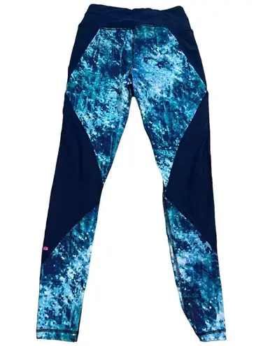 Pink Lotus  Midnight Run Print Blocked Legging in Crystal Blue Women’s Size XS