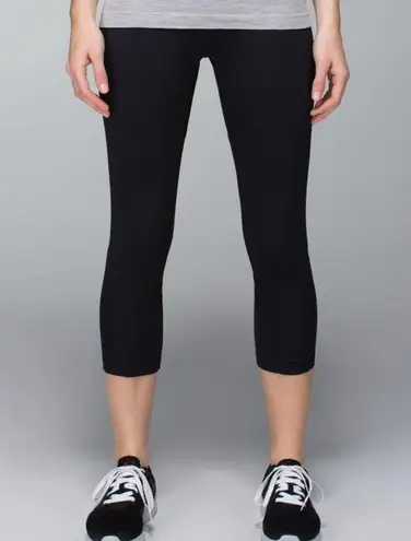 Lululemon Inspire Run Crop Mesh Black Leggings Size 6