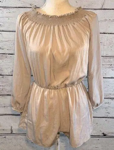 MILLIBON Romper Silky Off the Shoulder Taupe
