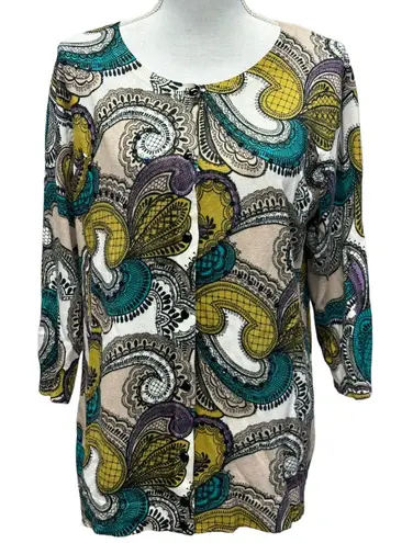 Lane Bryant ‎ Paisley Button Up Cardigan Sweater With Sequins Size 14/16 - Image 1