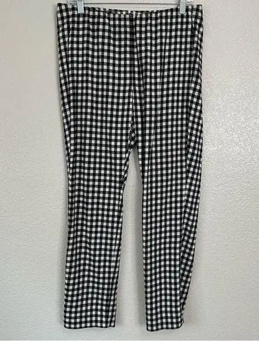 J. Jill Essential Cotton Stretch Gingham Pull On Pants, Size 8 Black