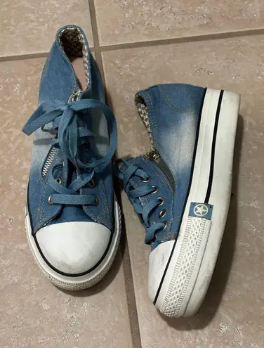 Mengsai Denim Platform Sneakers Blue Size 6.5