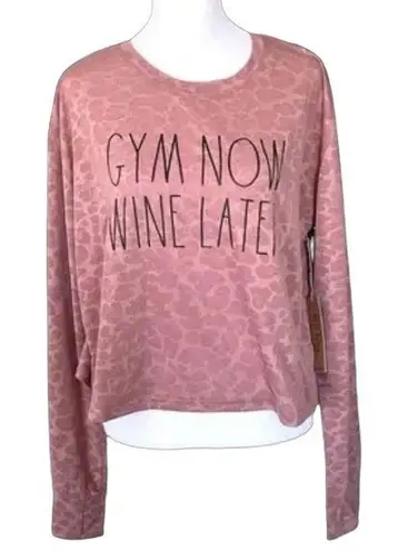 Rae Dunn  ‘Gym Now Wine Later’ Pantera Long Sleeve Workout shirt Medium NWT