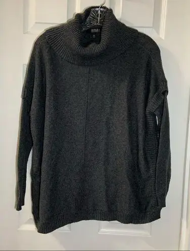 a.n.a  Grey Knit Fold-over Neck Long Sleeve Sweater PM